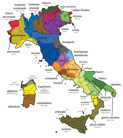 Cartina dei dialetti italiani
